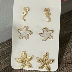 Boho seahorse starfish earrings